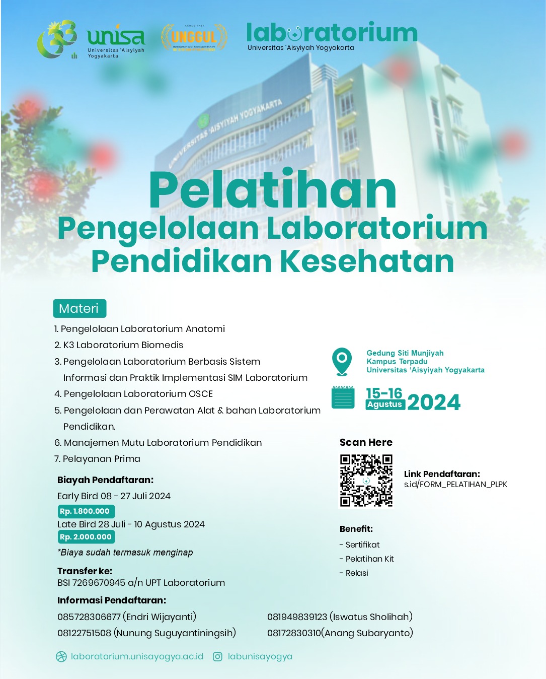 Pelatihan Pengelolaan Laboratorium Pendidikan oleh Laboratorium UNISA Yogyakarta